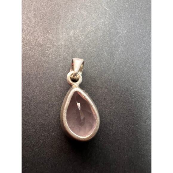 NEW Rose Quartz teardrop gemstone sterling silver pendant 3.34 grams - Picture 8 of 10
